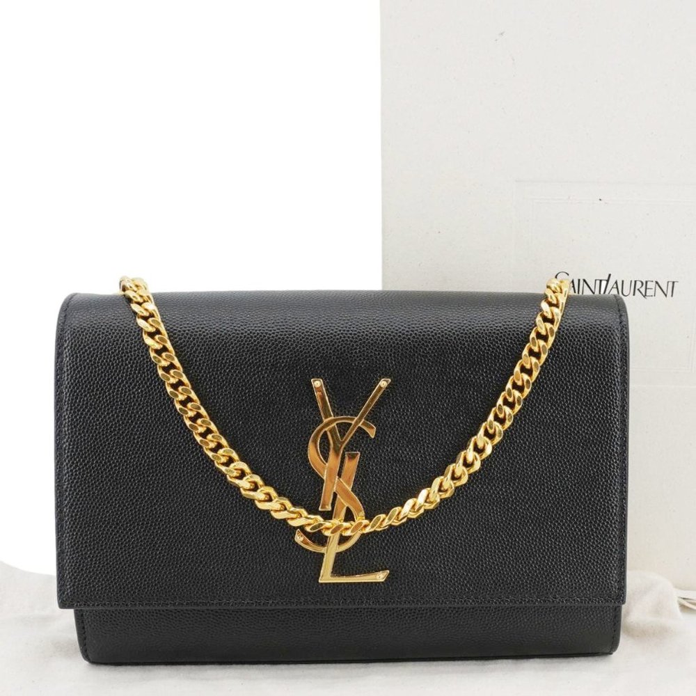 Yves Saint Laurent  Kate Grain De Poudre Leather Chain Crossbody Bag Black - Picture 3 of 16